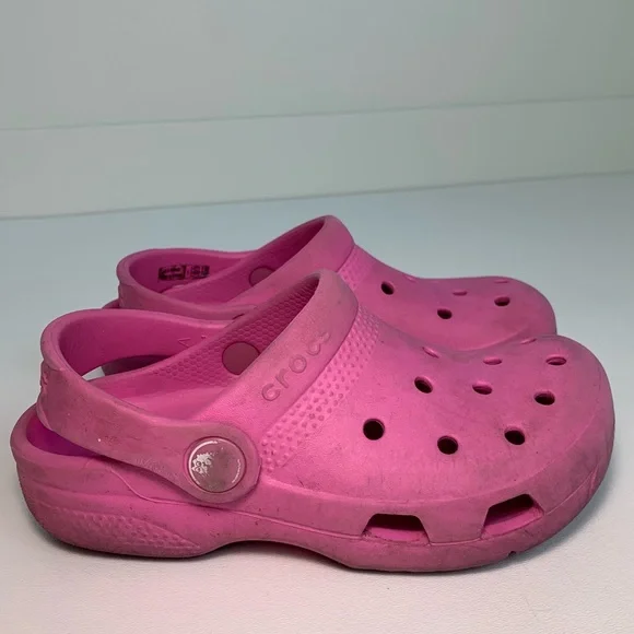 Crocs Youth Bubblegum Pink Original Size 11 - Picture 8 of 9